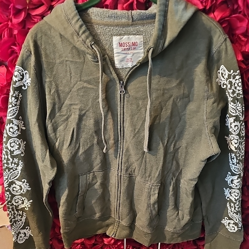 Mossimo Supply Co. Women's OliveGreen Hoodie Jacket With Arm Desigm Size XXLarge